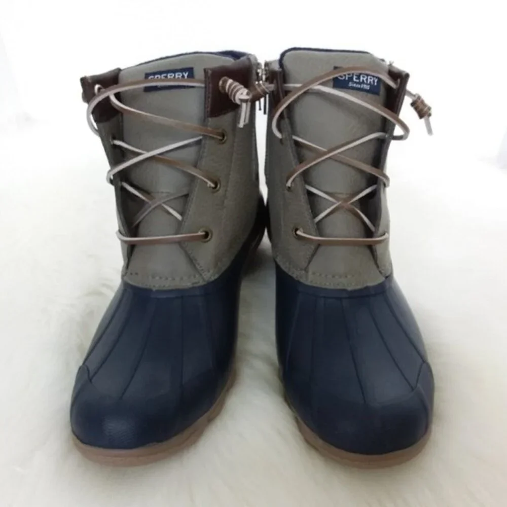 Sperry Waterproof Rubber Outdoor Rain Duck Boots Blue Gray 8